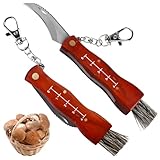 GOMETY 2 Stücke Pilzmesser mit Bürste und Lineal, Champignon/Trüffel Taschenmesser Klappmesser, klappbares Schwammerlmesser mit Pinsel, Outdoor Klappmesser, Pilzmesser Set Geschenk für Pilzsammler