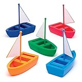Baker Ross Segelboote aus Kunststoff (6er-Pack) In 5 Rot, Marineblau, Grün, Orange und Hellblau.