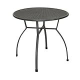 greemotion Gartentisch Toulouse rund, Ø ca. 80 cm, pflegeleichter Tisch aus kunststoffummanteltem Stahl, Esstisch mit Niveauregulierung, eisengrau