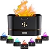 Flammen Aroma Diffuser, Upgrade 7-Farben-Licht Diffuser Ätherische Öle, Luftbefeuchter Humidifier DuftöL Diffuser für Kinder, Zuhause Büro, Raumduft oder Yoga - Wasserlose Abschaltautomatik (Schwarz)