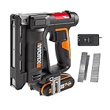 WORX Akku-Nagler 18V(MAX 20V) WX843, PowerShare, 2-in-1- und Klammertacker, einfache Tiefenverstellung LED-Leuchte 15 mm 0,82-mm-Nägel (Gauge 18) 500 Stück 10-mm-Heftklammer vom Typ 53