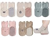 Exemaba Rutschfeste Socken für Baby Mädchen Jungen 5 Paar Kinder Anti Rutsch Socken Sportsocken Stoppersocken (M, 5 Farben)