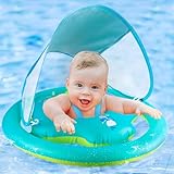 Thedttoy Schwimmring Baby mit Dual Airbag und UPF50+ Sonnendach, Baby Schwimmreifen Verstellbarer Aufblasbare Schwimmsitz, Schwimmbad Schwimmtrainer Baby Float für Kleinkind Jungen ab 6-36 Monaten