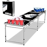 XMTECH Beer Pong Tisch Set Partyspiel Tisch inkl. 100 Becher (50 Rot & 50 Blau), 5 Bälle, Beerpong Tisch Klappbar & Höhenverstellbar, Partyspiele Table