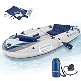 ArtSport Schlauchboot 322 cm für 4 Personen - Paddelboot aufblasbar mit 2 Sitzbänken - Ruderboot PVC mit Luftpumpe, Paddel, Tasche & Reparaturset