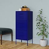 LAPOOH Lagerschrank, Beistellschrank, Sideboard, Schlafzimmer Kommode, Wohnzimmer Möbel, Schrank Schlafzimmer, Marineblau 42,5x35x101,5 cm Stahl