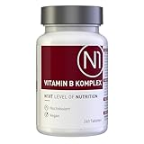 N1 Vitamin B Komplex hochdosiert - 240 vegane Tabletten - nur 1x tgl. - 8 Monats-Vorrat - alle 8 B Vitamine in einer Tablette - beste Bioverfügbarkeit