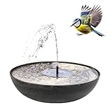 Solarbrunnen Set für draußen 37 cm Schale anthrazit - Schwimmende Solar Springbrunnen Fontäne und Vintage Dekoschale als Outdoor Gartenbrunnen - Außen Garten-Deko Balkon-Deko Wasserspiel