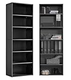 mokebo® Bücherregal Schwarz, Grau BZW. Anthrazit aus Holz 'Der Bücherwurm', Schuhregal, Holzregal, Aktenregal, Standregal fürs Wohnzimmer, Büro, Kinderzimmer, Regal groß für die Wand, 60cm Breite