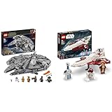LEGO Star Wars Millennium Falcon Bauspielzeug für Kinder & Star Wars Obi-Wan Kenobis Jedi Starfighter, Spielzeug zum Bauen mit Taun We, Droidenfigur und Lichtschwert, Angriff der Klonkrieger Set 75333