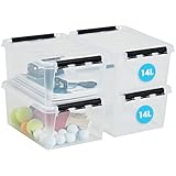 SmartStore ﻿aufbewahrungsbox mit deckel, 14 l, 4er-Pack, verstärkt, groß, transparent, für Lebensmittel geeignet, mit Clipverschluss, stapelbar, BPA-freies Plastik, 40 x 30 x 18 cm (L x B x H)