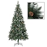 LAPOOH Künstlicher Weihnachtsbaum Kiefernzapfen, Tannenbaum Künstlich, Christmas Tree, Tannenbaum Deko, Weihnachtsbäume, Weißem Glitzer 210 cm
