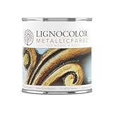 Lignocolor Metallicfarbe für Möbel | Effektfarbe für Holz, Fliesen, Metall, Kunststoff uvm. im Innenbereich | viele Farbtöne verfügbar (Classic Gold, 375 ml)