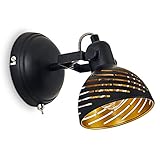 Wandleuchte Osina, moderne Wandlampe aus Metall in Schwarz/Goldfarben mit verstellbarem Strahler, Leuchte im Retro/Vintage-Design mit Lichteffekt, 1-flammig, 1 x E14, ohne Leuchtmittel