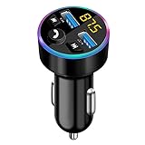 Auto FM Transmitter, Bluetooth 5.0 Autoradio Audioadapter MP3 Player, Kfz Bluetooth Radio Adapter mit Dual USB Ladegerät für Handy