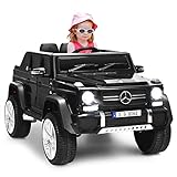 GOPLUS 12V Kinder Elektroauto Mercedes-Benz Maybach mit 2,4 Ghz Fernbedienung, Kinderfahrzeug mit Softstart, 2,5-5,5km/h, USB, MP3, LED-Licht, Sicherheitsgurt, für Kinder 3-8 Jahre (Schwarz)