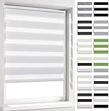 BelleMax Doppelrollo Klemmfix ohne Bohren & mit Bohren, 60x100cm(BxH), Weiß, Duo Rollo, Sonnenschutz lichtdurchlässig Blickdicht, Klemmrollo Fensterrollo, Rollos für Fenster und Tür