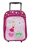 Idena 22047 - Rucksack Trolley mit 2 Rollen für Kinder, pink mit Prinzessinnen Motiv, als Handgepäckskoffer, Schultrolley und Kinderrucksack, ca. 40 x 28 x 17 cm