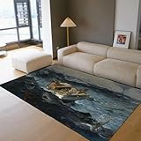 LANDERSION Meeresszene Bereich Teppiche Haifisch Teppich Modern Creative Club Teppich Weich niedrig Flor waschbar dünne Fußmatte für Wohnzimmer Terrasse Wohnung 60x120cm