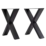 INMOZATA Tischkufen 2 Stück X Form Tischbeine Metall Möbelfüße Tischgestell Tischkufen mit Schrauben für Esstisch Schreibtisch Stizbank 50 x 7 x 71cm Schwarz