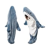 ZOSONET Shark Blanket - Hai Decke - aus Superweichem, Gemütlichem Flanell mit Kapuze, Hai Overall, Hai Deckenkapuzenpullover, Hai Schlafsack Tragbare Decke für Erwachsene und Kinder XL