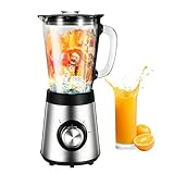 SWE Standmixer und Smoothie Maker, 500W, 1.5-Liter-Glasbehälter, Edelstahl-Klingen, variable Geschwindigkeit, spülmaschinenfeste Teile, Überlastungsschutzfunktion