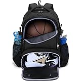 DSLEAF Basketball Rucksack, Fußball Rucksack mit Ballfach & Schuhfach für Basketball, Fußball, Volleyball