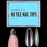 TOMICCA Almond Kurz Nageltips-240 Stück Tips für Gelnägel Falsche Nagelspitzen Nail Tips für Nagelverlängerung und Nail Art DIY Nagelstudio zu Hause 12 Größen Künstliche Gel Nail Tips