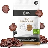 PALEO TO GO Beef Chips [100% BIO] 60% High Protein Bio Rindfleisch [Made in Austria] luftgetrocknet ohne Konservierungsstoffe Protein Jerky Snack Trockenfleisch 8x 20g Fleisch Snacks Protein Chips