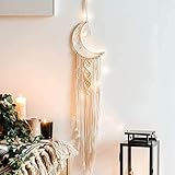 Koytoy Makramee Wandbehang Mond Traumfänger mit LED Licht Handgefertigt Gewebte Dreamcatcher Boho, Haus Dekoration Chic Home Decor Geschenke Apartment Raumdekoration für Eid Mubarak Ramadan