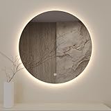 Planetmöbel NOVA Spiegel mit Beleuchtung Ø 80cm, moderner Wandspiegel rund für Badezimmer, Flur oder Garderobe, Spiegel rahmenlos mit einfacher Montage