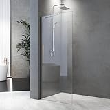 Duschwand 90 x 185 cm Walk in Dusche Walk-In Duschabtrennung Glaswand mit Stabilisierungsstang 6mm ESG-Sicherheitsglas Duschtrennwand