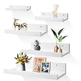 Zounin Wandregal Weiße Schweberagel 5er Set Regal Wand Kinderzimmer Wandboard weiß Home Decoration Wall Shelf für Wohnzimmer, Badezimmer, Küche, Schlafzimmer, Büro, 12 Schrauben inklusive