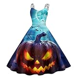 Generisch Vintage Kleider Damen Ärmellos Sexy Kleider Kleid Mit Druck Rundhalsausschnitt Halloween Kleidung Damenkleid Festival Kleid Halloween Kostüm Mittelalter Kleider Strapskleid