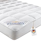 PROCAVE Micro-Comfort Matratzen-Bett-Schoner weiß 90x200 cm mit Spannumrandung | Höhe bis 30cm | Auch für Boxspring-Betten und Wasser-Betten geeignet | Microfaser | 100% Polyester | Matratzen-Auflage