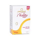 OMEGOR Vitality 1000 – Nahrungsergänzungsmittel mit 1000 mg Omega 3 – Vitamin E – Für Ihr Herz und Ihr Gehirn – 90% Omega-3-Konzentration – 5-Sterne-IFOS-zertifiziert – 90 Kapseln