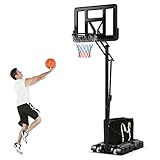 GYMAX Basketballständer 245-305 cm höhenverstellbar, tragbarer Basketballkorb mit Ständer, Mobile Basketballanlage mit Rollen
