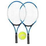 Mutuer Tennisschläger-Set für Kinder, 2 Tennisschläger mit 1 weichen Tennisball und 1 Tragetasche Tennisschläger Anfänger-Übungsschläger für Kleinkinder im Innen- und Außenbereich(Blau)