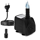 Mini Wasserpumpe Aquarium Klein Tauchpumpe 600L/H 10W Ultra Leises Aquariumpump Springbrunnen pumpe mit 1.4m Netzkabel für Teich Garten Hydroponiksystem AC220-240V