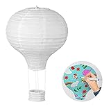 LIHAO Papierlampion Heißluftballon Lampions Deko Ballon Lampenschirm Weiß Classic Bamboo Style für Hochzeit Feier Geburtstag Party (12', 30 cm)