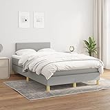 Festnight Polsterbett 120 x 200 cm, Bett Komplett, Set mit Matratze, Lattenrost, Boxspringbett mit Matratze Stoff, Bett mit Matratze,Bett mit Lattenrost und Matratze Hellgrau#9