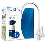 BRITA Armatur mit integriertem Wasserfilter mypure P1, Wasserhahn mit Filter zur Reduzierung von Kalk, Chlor und geschmacksstörenden Stoffen, 26.5 cm hoch, 13,7 cm tief