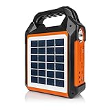 EASYmaxx Solar-Generator Kit 4500mAh | 2 Auflademodi: Solarpanel oder USB | Zum Aufladen von Handy, Powerbank, u.v.m. | Integriertes FM-Radio und Lautsprecher inkl. [Schwarz/Orange]