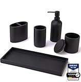 𝐀𝐜𝐨𝐥𝐲𝐧𝐞® Premium 5-teiliges Badezimmer Set aus [Hochwertigem Harz] als Bad Accessoires | Seifenspender oder Organizer | Zahnputzbecher | Zubehör