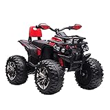 HOMCOM Elektro-Quad 12V Kinderquad mit Scheinwerfer, Kindermotorrad mit USB-Anschluss, MP3-Musikplayer für Kinder 3-5 Jahre, 3-8 km/h, Metall, Rot, 100 x 65 x 73 cm