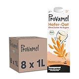 Provamel Organic-Bio Haferdrink ohne Zucker, Pflanzlicher Drink, Vegan, Laktosefrei, UHT, 8x1 l (8er Pack)
