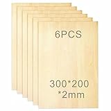 Baixinda 6 Stück Bastelholz Holzplatte 300 x 200 x 2 (+/- 0,2) mm Holzplatten zum Basteln Sperrholz 2mm,für zum Basteln,Modellbau,Lasergravur,Gemälde Kunst,Holz Brennen