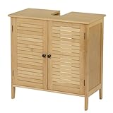 EUGAD Waschbeckenunterschrank Unterschrank Badezimmerschrank Waschtisch Badschrank mit 2 Türe 60 x 30 x 60 cm Bambus