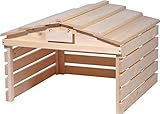 dobar® Mähroboter Garage aus Holz mit abnehmbarem Dach - Rasenroboter Unterstand mit individualisierbarem Schild - 78,5 x 74 x 52,5 cm - Natur