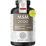 NATURE LOVE® MSM 2000mg mit Vitamin C - 365 laborgeprüfte Tabletten - Kompakteres MSM Pulver als bei Kapseln - Ohne Zusätze, hochdosiert, vegan, in Deutschland produziert